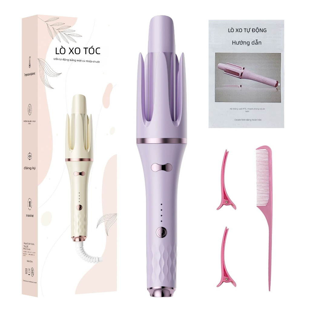 Nexly【Máy Uốn Tóc Tự Động 32mm】Máy Làm Xoăn Tự Động 1 Nút, Ion Âm Không Hại Tóc, PTC 4 Mức Nhiệt (160-220°C), Sưởi Nhanh 30s, Tự Tắt Sau 45 Phút, Thiết Kế Cầm Tay