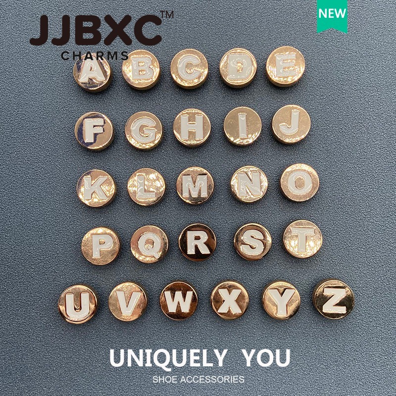 JJBXC   Charms Shoes Chính Hãng, Phụ Kiện Trang Trí Giày Độc Quyền, Khóa Trang Trí Chữ A-Z, Sticker Dép  