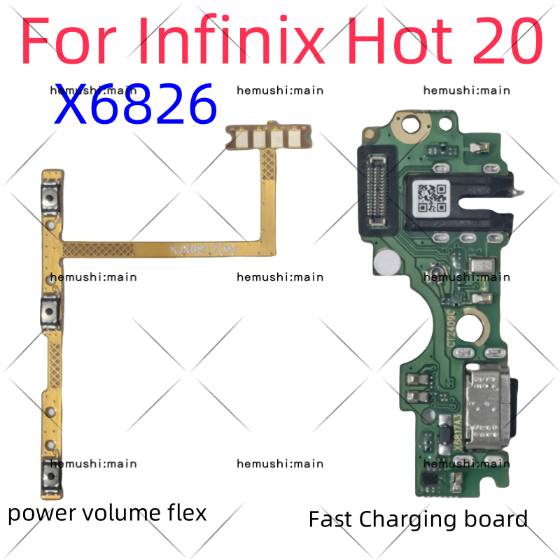 Dành Cho Infinix Hot 20 X6726 X6726B X6726C Công Tắc Nút Mềm Sạc USB Cổng Sạc Ban Ruy Băng Cáp Flex 
