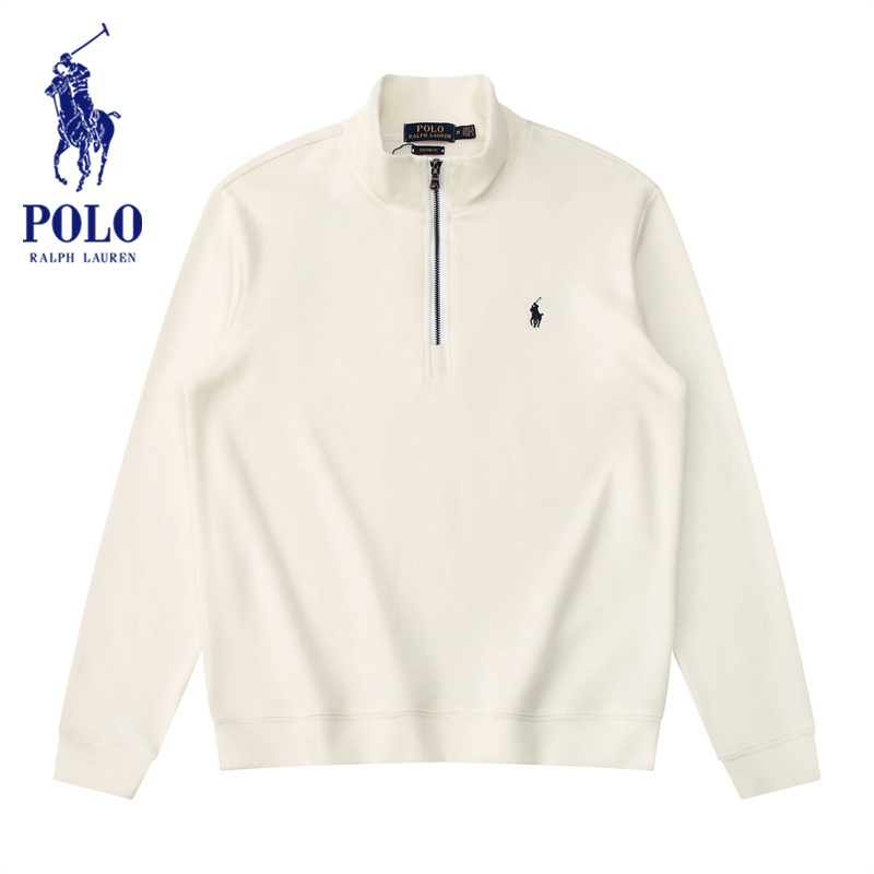  Áo len nam Polo Ralph Lauren có dây kéo nửa dây kéo Áo sơ mi mỏng có ren kiểu Pháp 