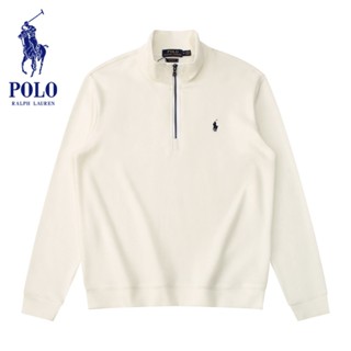 Áo len nam Polo Ralph Lauren có dây kéo nửa dây kéo Áo sơ mi mỏng có ren kiểu Pháp
