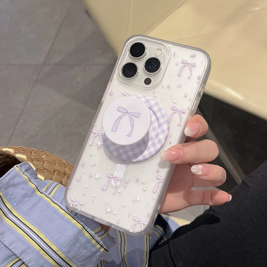 Dành cho iphone case 16 Pro Max 15 Pro Max 14 Pro Max 13 Pro Max Vỏ điện thoại nơ dòng màu tím