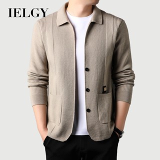 IELGY Dệt Kim Áo Len Cardigan Nam Xuân Thu Áo Khoác Màu Trơn
