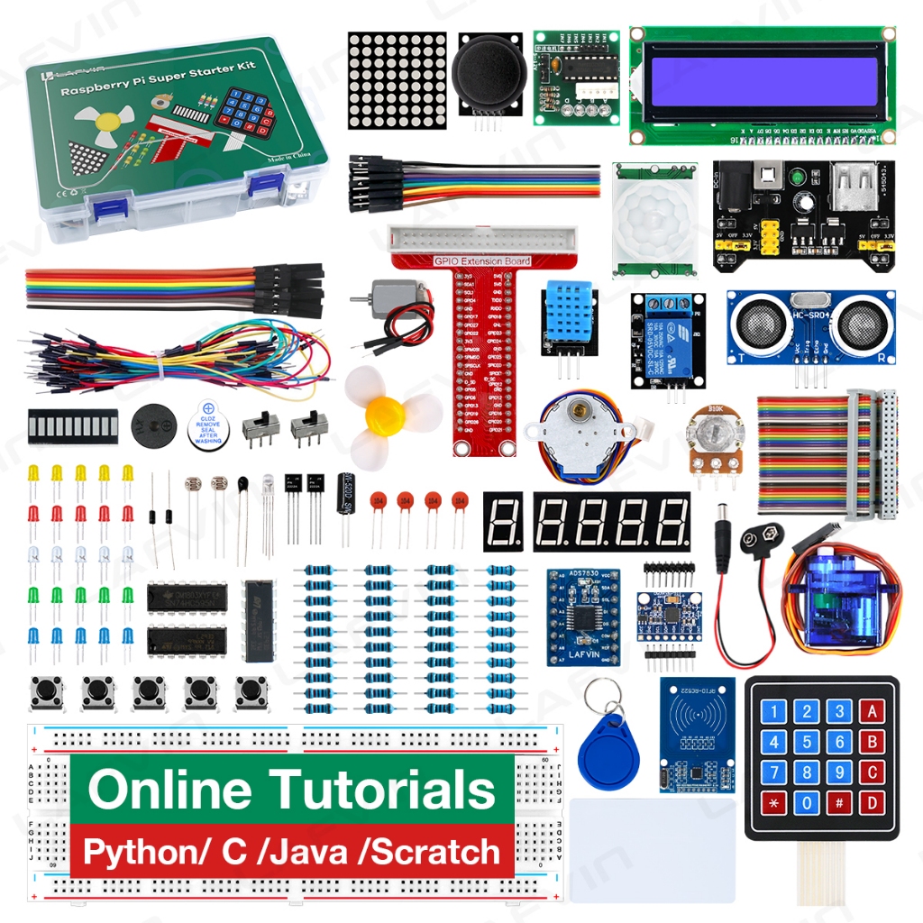 Bộ Super Starter LAFVIN cho Raspberry Pi 5 / 4 / 4B / 3B / 3B +, Python C Java Scratch, với Bộ Hướng