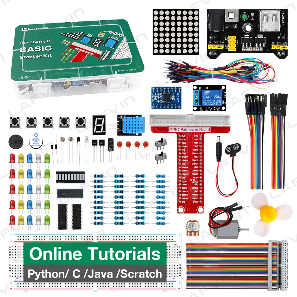 Bộ khởi động LAFVIN cho Raspberry Pi 5 / 4 / 3, Tương thích với Python C Java Scratch Beginner Kit (
