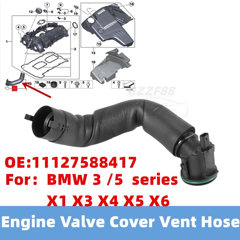 Ống thông hơi nắp van động cơ 11127588417 Phụ Kiện Linh Kiện Cho Xe BMW X1 X3 X4 X5 X6 2.0L N20 228I