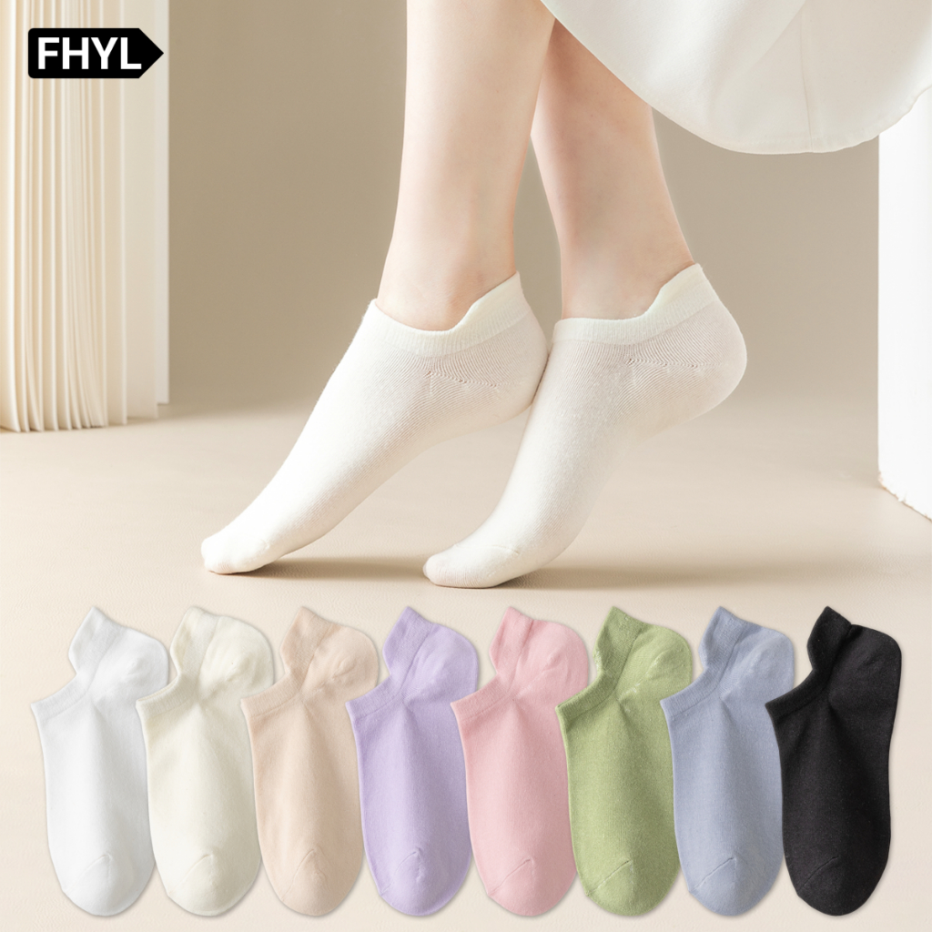 FHYL Tất Nữ Mỏng Màu Nguyên Chất Thường Thoáng Khí Chất Lượng Cao Đến Mắt Cá Chân Tất Thuyền Cho Nữ