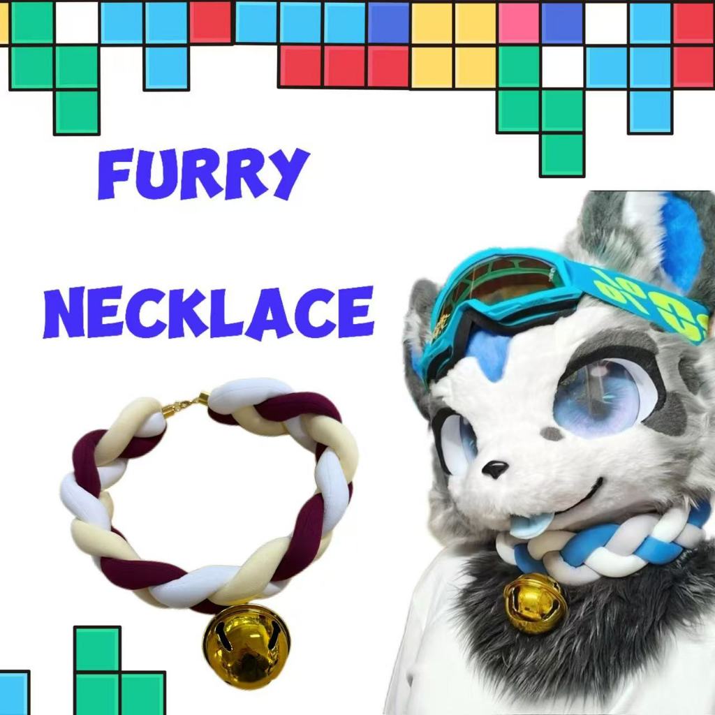 Vòng cổ fursuit furry, dây choker bện - phụ kiện cho tiệc Halloween và cosplay động vật