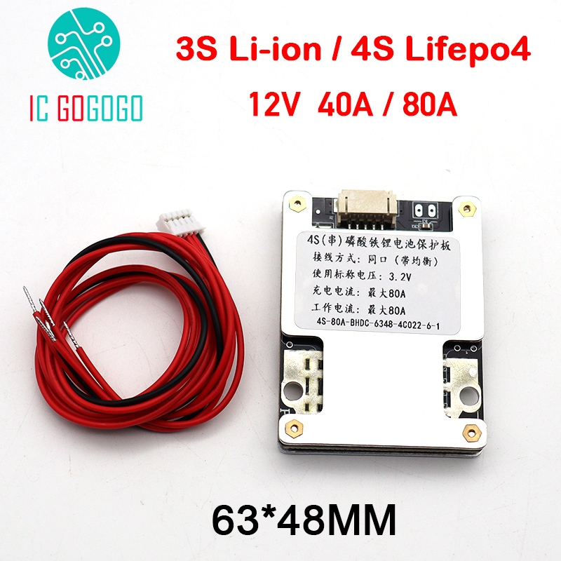 40A 3S Li-ion 4S Lifepo4 Pin Lithium Ban Bảo Vệ 12V 18650 3.7V 3.2V Với Cân Bằng BMS Cho Động Cơ Đèn