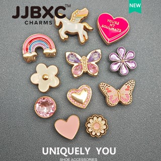 JJBXC Cross Charms Giày, Chính Thức Thích Ứng Giày Độc Quyền, Khóa Trang Trí Phía Trên, Kim Loại Bướm Trái Tim Series, Charm cross Chính Hãng Sticker Dép Cross