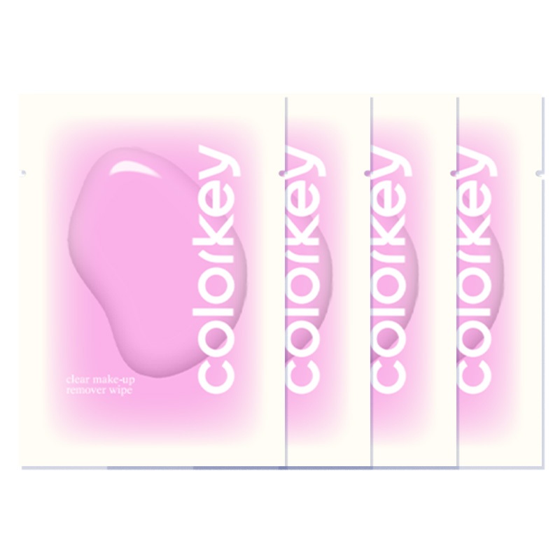 [Quà tặng] Khăn lau trang điểm Colorkey Gói di động tẩy trang nhẹ nhàng, 4 miếng