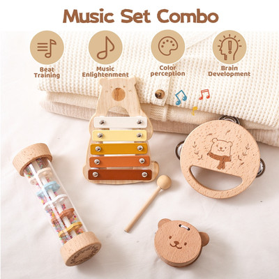 Nhạc cụ cho bé Đồ chơi bằng gỗ Montessori Bộ gõ Xylophone cho trẻ mới biết đi, Quà tặng giáo dục mầm non