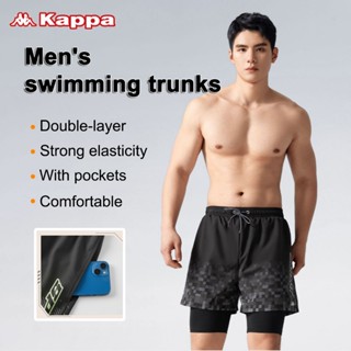  Quần bơi nam Kappa quần đi biển hai lớp thoáng khí và nhanh khô có túi bên quần suối nước nóng nam 