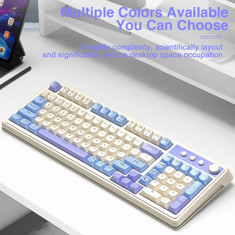 Bàn phím màng không dây AULA S99 99 phím Con lăn đa chức năng RGB ba chế độ cho bàn phím văn phòng và chơi game | BigBuy360 - bigbuy360.vn