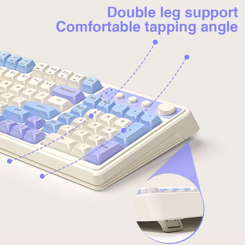 Bàn phím màng không dây AULA S99 99 phím Con lăn đa chức năng RGB ba chế độ cho bàn phím văn phòng và chơi game | BigBuy360 - bigbuy360.vn