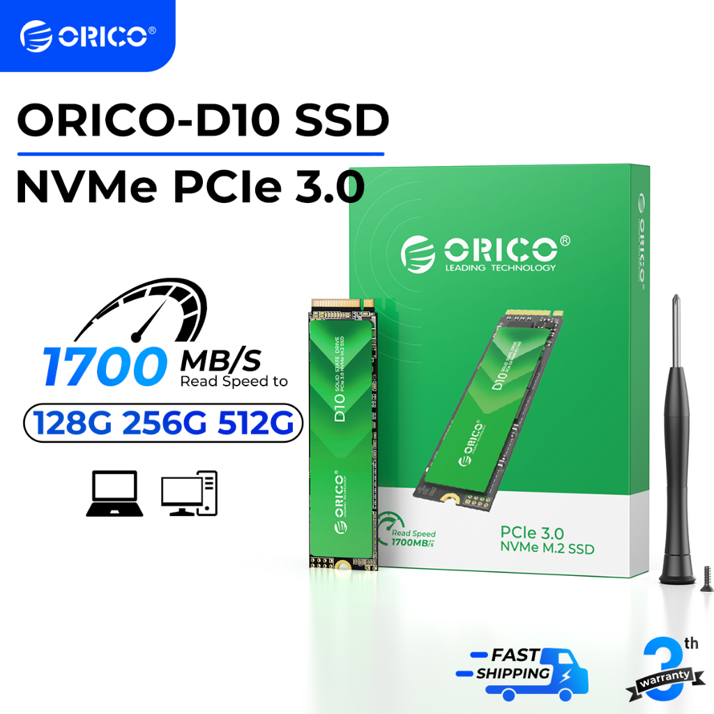 Orico PCIe 3.0 M.2 2280 NVME SSD 1700MB / s Dành cho máy tính xách tay Máy tính để bàn 128GB / 256GB (D10)