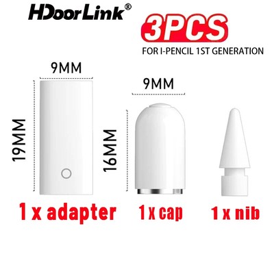Hdoorlink 3 Chiếc A-ple Đầu Bút Chì Dự Phòng Nib Thay Thế Nắp Từ Tính Sạc Adapter Cho Bút Chì 1st