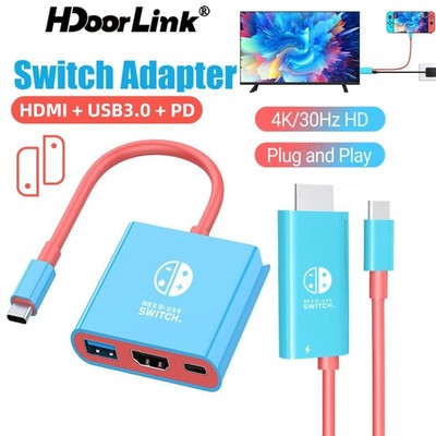 Cáp sạc HdoorLink USB-C sang HDMI + PD 100W 4K 30Hz Type-C sang HDTV Adapter cho Nintendo Switch Docking Station