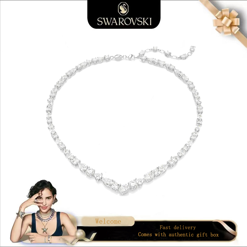 Swarovski (Mới) Vòng Cổ Nữ Thời Trang Bạc S925 Hỗn Hợp Cắt Trắng Pha Lê Đá Quý Mesmera Vòng Cổ Quà Tặng Ngày Lễ Tình Nhân Quà Tặng Sinh Nhật