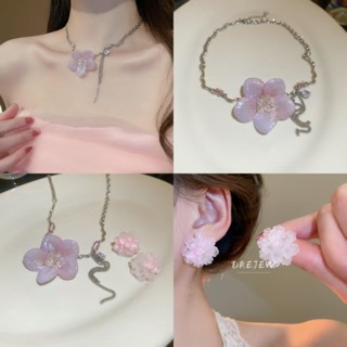 Drejew Zircon hoa hồng tráng men nhựa vòng cổ đầu xuân ngọt ngào đa năng xương đòn chuỗi thích hợp thời trang khí chất vòng cổ nữ