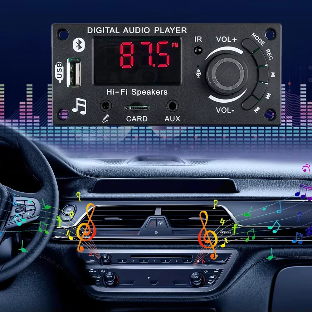 Bộ khuếch đại 100W Bluetooth 5.0 DIY MP3 WAV Bộ giải mã DC 12V 50W Xe không dây USB Máy nghe nhạc MP3 Khe cắm thẻ TF USB FM với Mic 3,5 mm | BigBuy360 - bigbuy360.vn