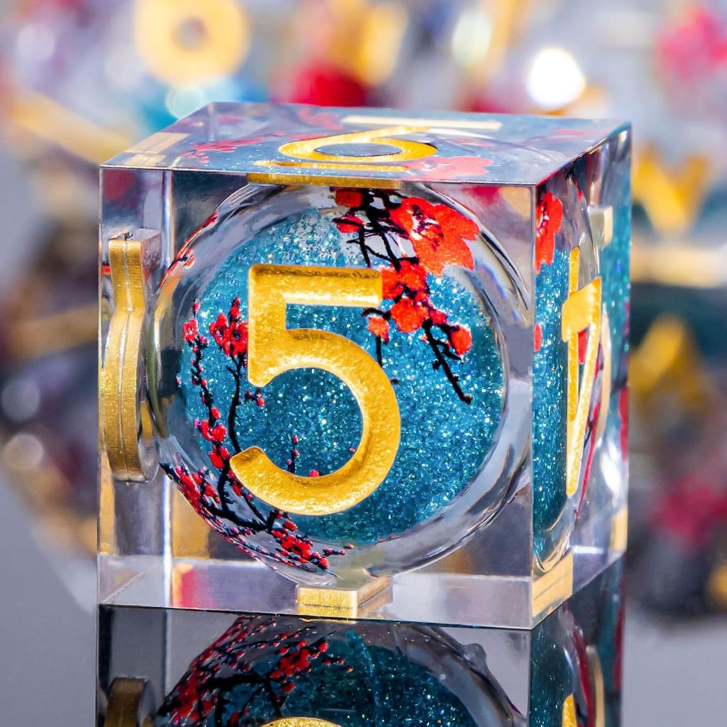 Bộ xúc xắc DND cát lún màu xanh có vỏ, xúc xắc D & D bằng nhựa 7 mảnh, Blue Dungeons & Dragons Rolep