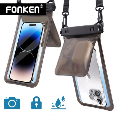 Túi đựng điện thoại chống nước Fonken Kho đôi IPX8 Túi khô bơi PVC dưới nước cho điện thoại tối đa 7,5 inch