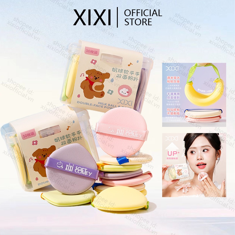Xixi 10 Chiếc Đệm Không Khí Puff Trang Điểm Bọt Biển Cho BB CC Kem Bột Đường Viền Mặt Mịn Ướt Khô Trang Điểm Dụng Cụ Làm Đẹp Quà Tặng KHÔNG. Gj-85