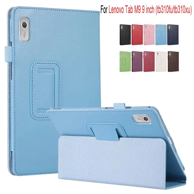 Dành Cho Lenovo Tab M9 Ốp Lưng 9 inch Da PU Gấp Đứng Bao Da Cho Coque Lenovo M9 Máy Tính Bảng tb310f
