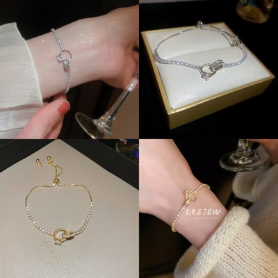Drejew Zircon cổ điển vòng tay thắt nút hình tròn đơn giản thích hợp thời trang vòng tay đa năng nhẹ sang trọng trang trí tay cao cấp dành cho nữ