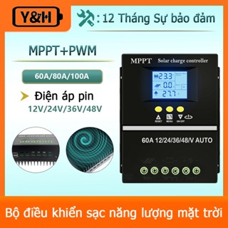 Y&H 60A/80A/100A Bộ Điều Khiển Sạc Năng Lượng Mặt Trời MPPT Bộ Điều Chỉnh Thông Minh Pin Hiển Thị LCD 12V 24V 36V 48V Đầu Vào Tối Đa 100V USB Kép Cho Axit Chì / Lithium