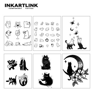 Inkartlink Hình Xăm Tạm Thời Mèo Dễ Thương, Hình Xăm Ma Thuật Lâu Dài Chống Thấm Nước, Kéo Dài Đến 15 Ngày Hình Xăm Giả, Bộ Hình Xăm Bán Thường Trực