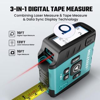  Thước đo băng Laser Mileseey DT20 Máy đo khoảng cách Laser 3 trong 1 130FT Thước băng kỹ thuật số 16FT Đo băng thông thường Đo khối lượng khu vực Chế độ Pythagore Chống nước và có thể sạc lại 