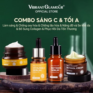  Vitamin C+Retinol Bộ VIBRANT GLAMOUR Serum+Kem Làm trắng Chống lão hóa da Trẻ hóa đều màu da 4pcs 