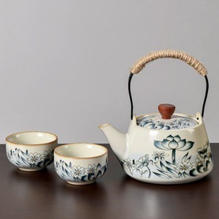  Bộ ấm trà gốm sứ Ruyao kiểu Trung Quốc set ấm trà bát tràng,Hoa sen vẽ tay dung tích nhỏ bộ ấm trà vintage,Thủ công bình trà gốm sứ,Lễ tân tại nhà ấm trà sứ,Các tác phẩm tốt bộ ấm trà cao cấp 