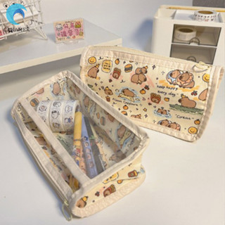 Canamek 1 Sáng Tạo Capybara Trong Suốt Hộp Đựng Bút Hoạt Hình Dễ Thương Cartoo Túi Đựng Bút Dung Tích Lớn Túi Bảo Quản Đồ Dùng Học Tập Trẻ Em Quà Tặng Mới