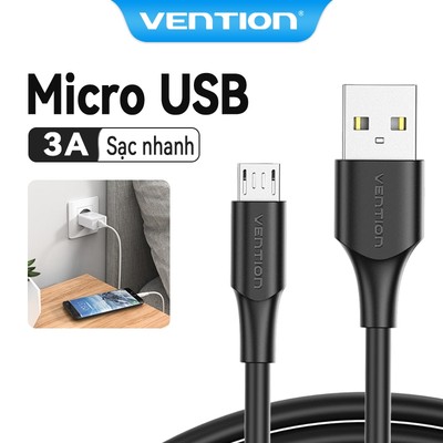 Vention Cáp Micro USB 3A Cáp bộ sạc Android Cáp dữ liệu USB 2.0 sạc nhanh với Xiaomi/ Samsung - Hàng Chính Hãng