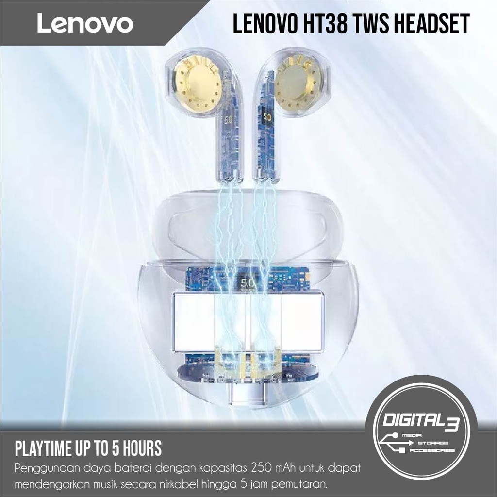 Tai nghe Lenovo HT38 Tai nghe không dây Tai nghe Tai nghe Tai nghe MIC chất lượng cao Độ bền lâu Chính hãng | BigBuy360 - bigbuy360.vn