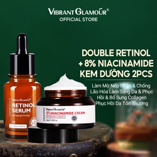 VIBRANT GLAMOUR Retinol Serum + Niacinamide Cream 2PCS Chăm sóc da sáng tối đơn giản & Làm mờ nếp nhăn nhỏ & Chống lão hóa & Làm sáng da & Phục hồi da hư tổn & Bổ sung collagen 30ML+30G