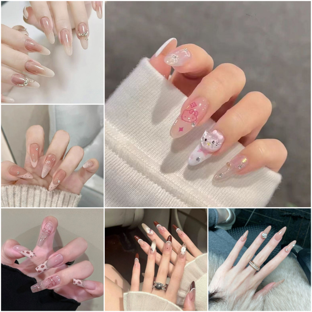 Keo Miễn Phí 10 Chiếc Móng Tay Giả Bấm Vào Móng Tay Có Keo Mắt Mèo Thiết Kế Trơn Kim Cương Giả Thiết Kế Maroon