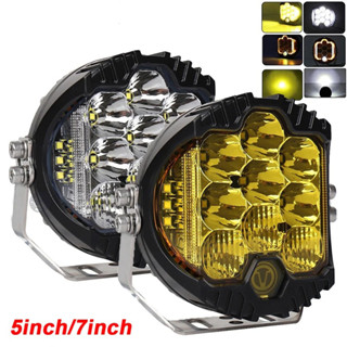  Đèn pha LED tròn 5 inch   7 inch màu hổ phách DRL Đèn làm việc lái xe ô tô 6500K màu trắng cho xe máy Jeep Offroad 4x4 Xe tải Đèn sương mù 12V   24V 