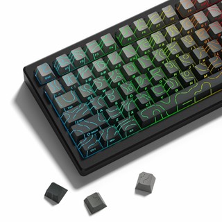 Womier Shine Through Topographic keycaps 98 Keys Shadow Black Double Shot PBT Cherry Profile Key Caps Set