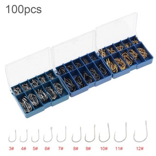 100 Cái / lốc Móc Câu Cá Có Lỗ Bộ 3-12 # Thép Carbon Cao Đơn Móc Cá Jip Thép Gai Cá Chép Móc Có Hộp
