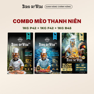  Combo Mèo Thanh Niên Bite Of Wild F42 + B45 + P42 gói 1kg 42% - 45% protein không chứa ngũ cốc cho mèo mọi lứa tuổi 