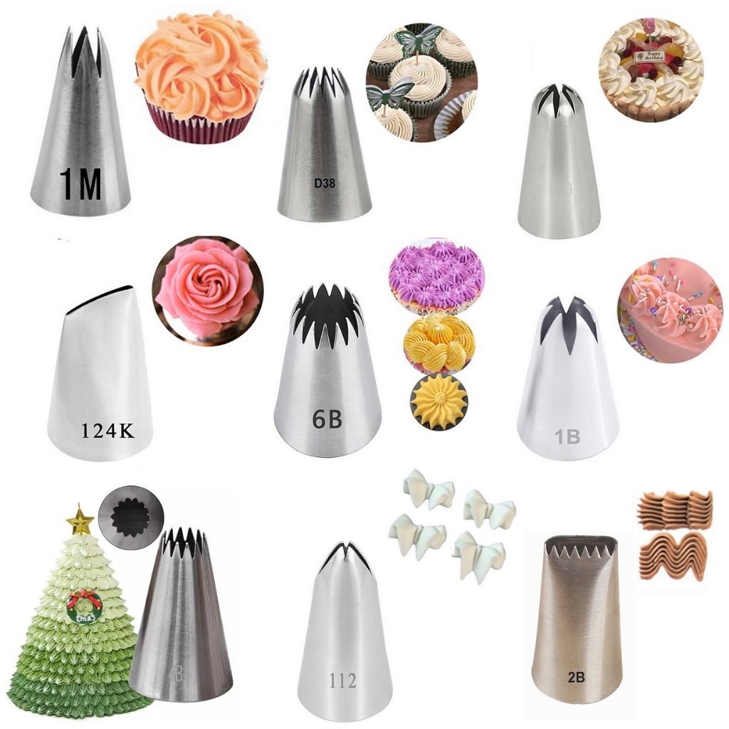 Vòi phun Tart Thụy Sĩ #4B #7FT #1M Icing Piping Cake Pastry Mẹo Deco Churros Acuan Swiss Tart 4B 1M 