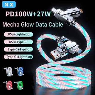 Cáp dữ liệu phát sáng 4 trong 1 100W PD 27W Cáp dữ liệu Type-C sang Type-C Cáp sạc nhanh cho infinix Samsung Huawei Xiaomi Lenovo OPPO Vivo Redmi Type-C sang USB