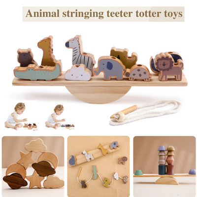 Mamiamihome 1 Bộ Montessori Học Tập Đồ Chơi Giáo Dục Cân Bằng Ren Cho Trẻ Em Hình Động Vật Xếp Chồng