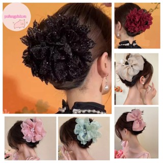 Pufangpink Thời Trang Lưới Đen Hoa Kẹp Tóc Nữ Cá Mập Đuôi Ngựa Kẹp Mũ Đội Đầu Tính Khí Tóc Hoa Vuốt Mũ Phụ Kiện Tóc VN
