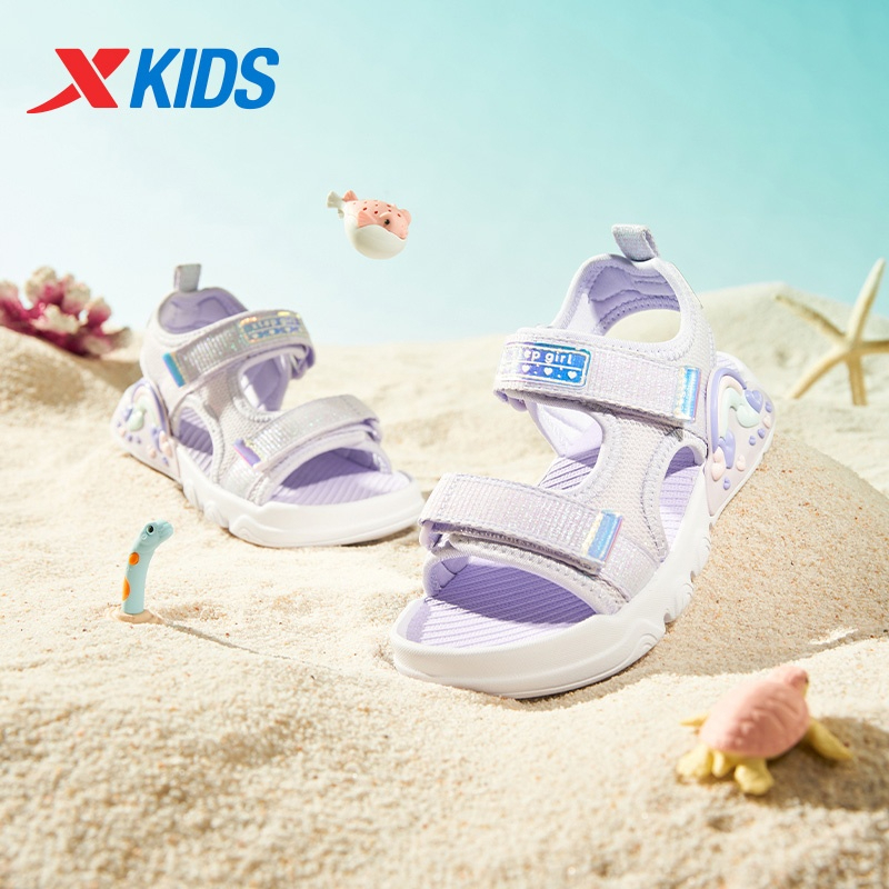 Xtep Trẻ Em Cầu Vồng 2025 Mới Thời Trang Dép Đi Biển Dễ Thương Hồng Nhẹ Thoáng Khí Cơ Bản Cổ Điển Bé