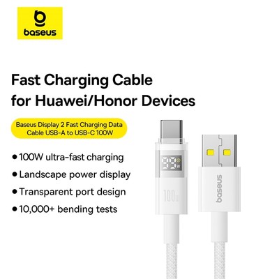 Baseus Display 2 Cáp dữ liệu sạc nhanh USB-A sang USB-C 100W 1m / 2m